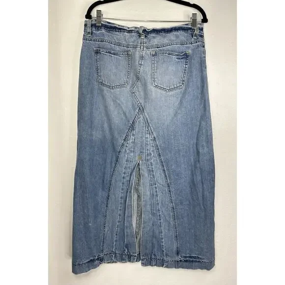Y2K Low Rise Denim Maxi Skirt Size 10 Special Edition Old Navy - Picture 2 of 8